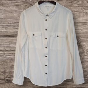 Love Tree Large Womens Cream Color Button-Down Shirt EUC